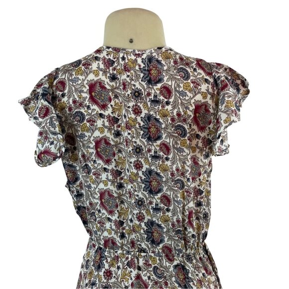 Perry Walker Womens Multicolor Floral Print Midi Dress With Tassel Sz S-M - Picture 5 of 10